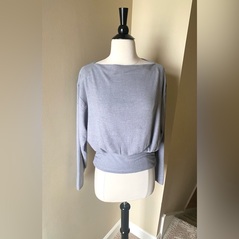 LOFT Heathered Ruched Hem Boatneck Top - Small - New - Picture 3 of 14
